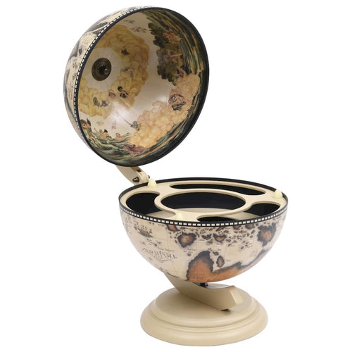 vidaXL Tabletop Globe Bar Wine Stand Eucalyptus Wood White, 320911