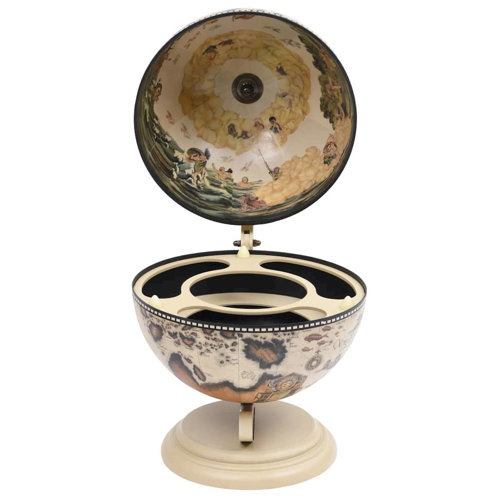 vidaXL Tabletop Globe Bar Wine Stand Eucalyptus Wood White, 320911