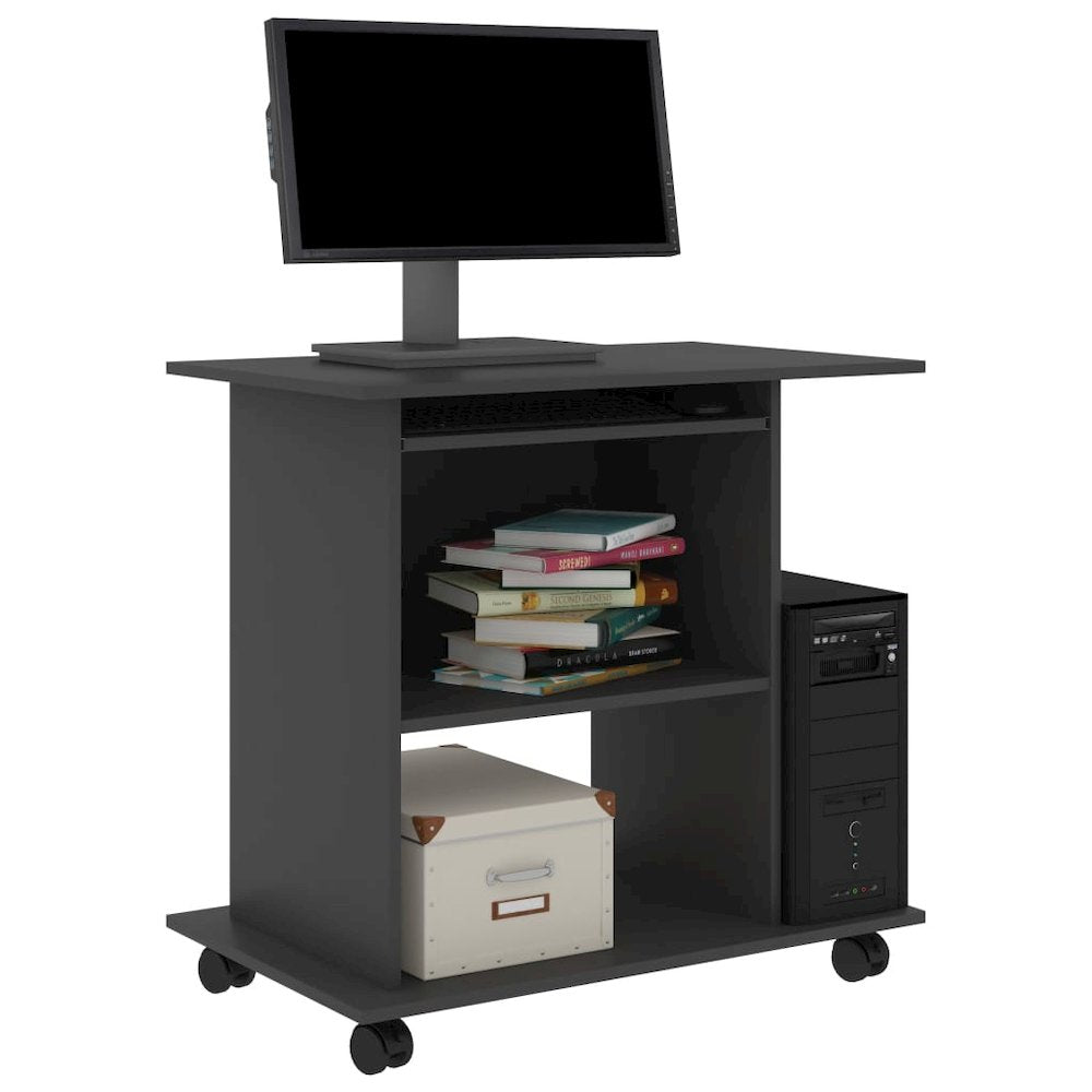Computer Desk Gray Engineered wood Compact Sliding Components - vidaXL