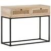 Console Table Bleached wood, natural cane, black steel - vidaXL