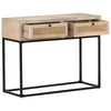 Console Table Bleached wood, natural cane, black steel - vidaXL