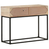 Console Table Bleached wood, natural cane, black steel - vidaXL