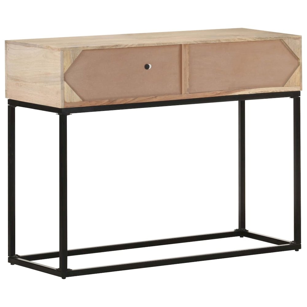 Console Table Bleached wood, natural cane, black steel - vidaXL