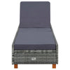 Sunbed Grey PE Rattan Standard Adjustable Armrests Sunbed - vidaXL