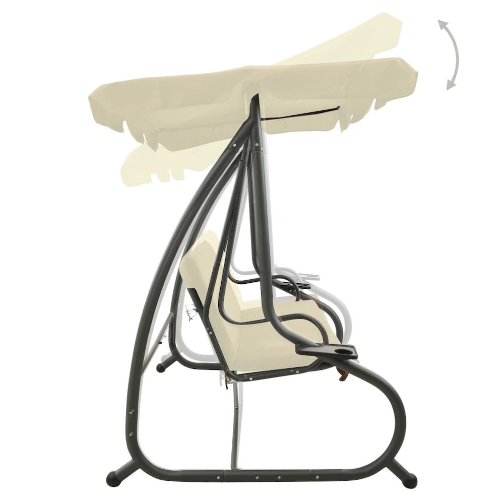 Swing Bench Sand white PVC-coated fabric, powder-coated steel Large - vidaXL