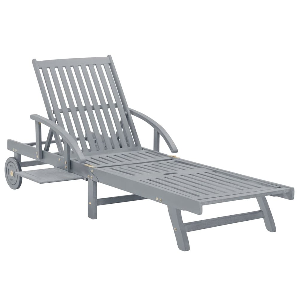 Sunlounger Grey Acacia wood, Polyester Single - vidaXL