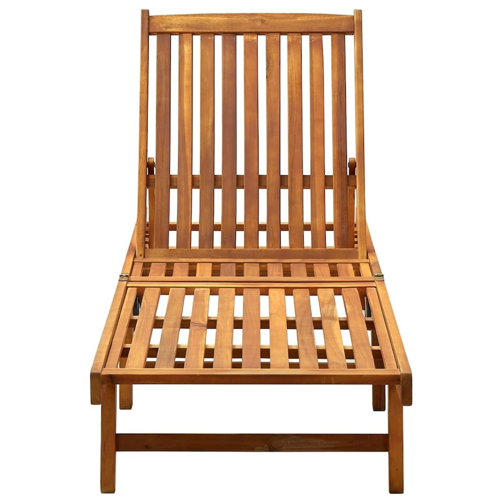 Sunlounger Brown with cream cushion Solid Acacia wood Standard - vidaXL