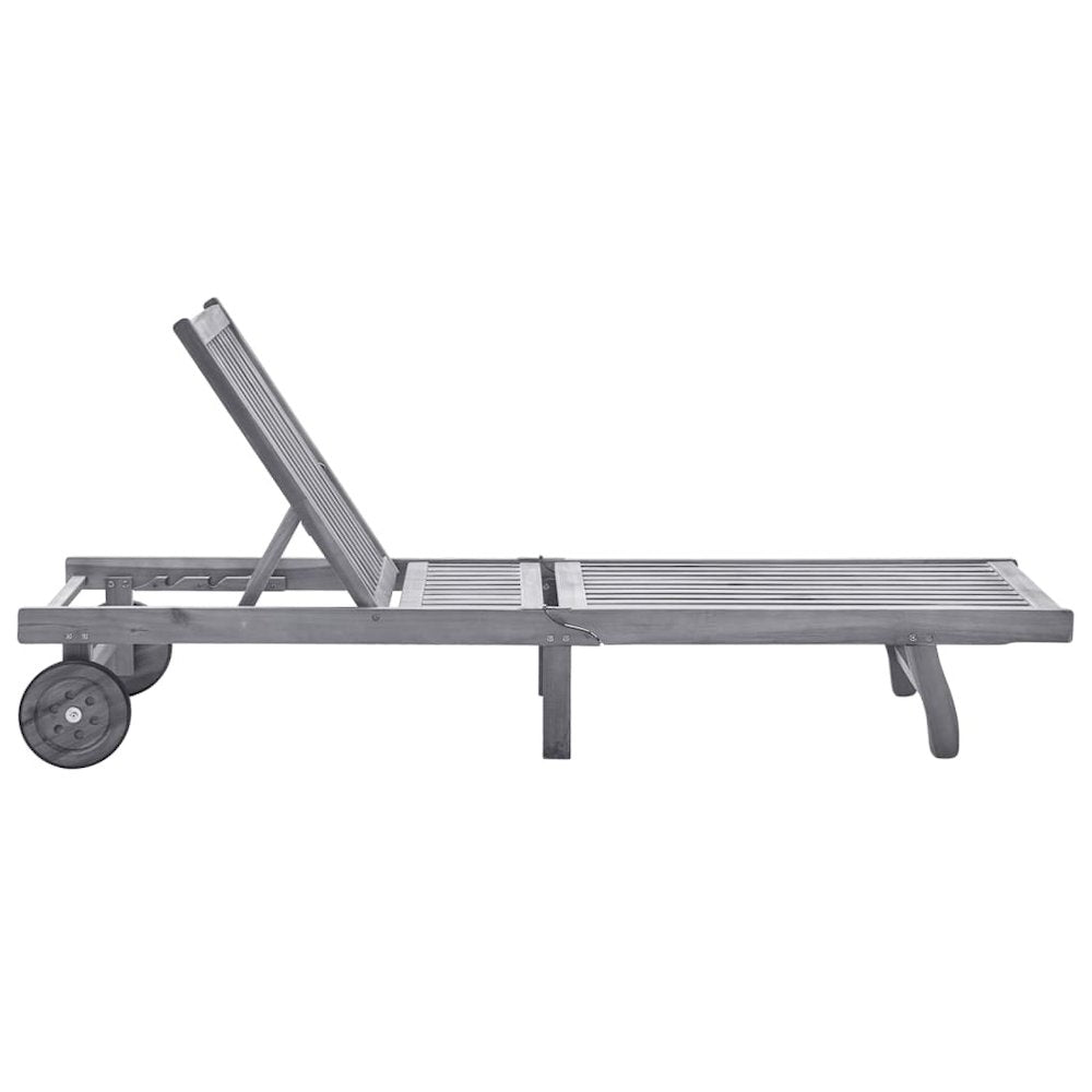 Sunlounger Grey Solid Acacia wood Standard Height-Adjustable - vidaXL