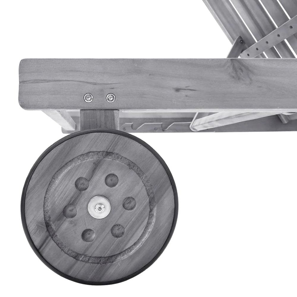 Sunlounger Grey Solid Acacia wood Standard Height-Adjustable - vidaXL