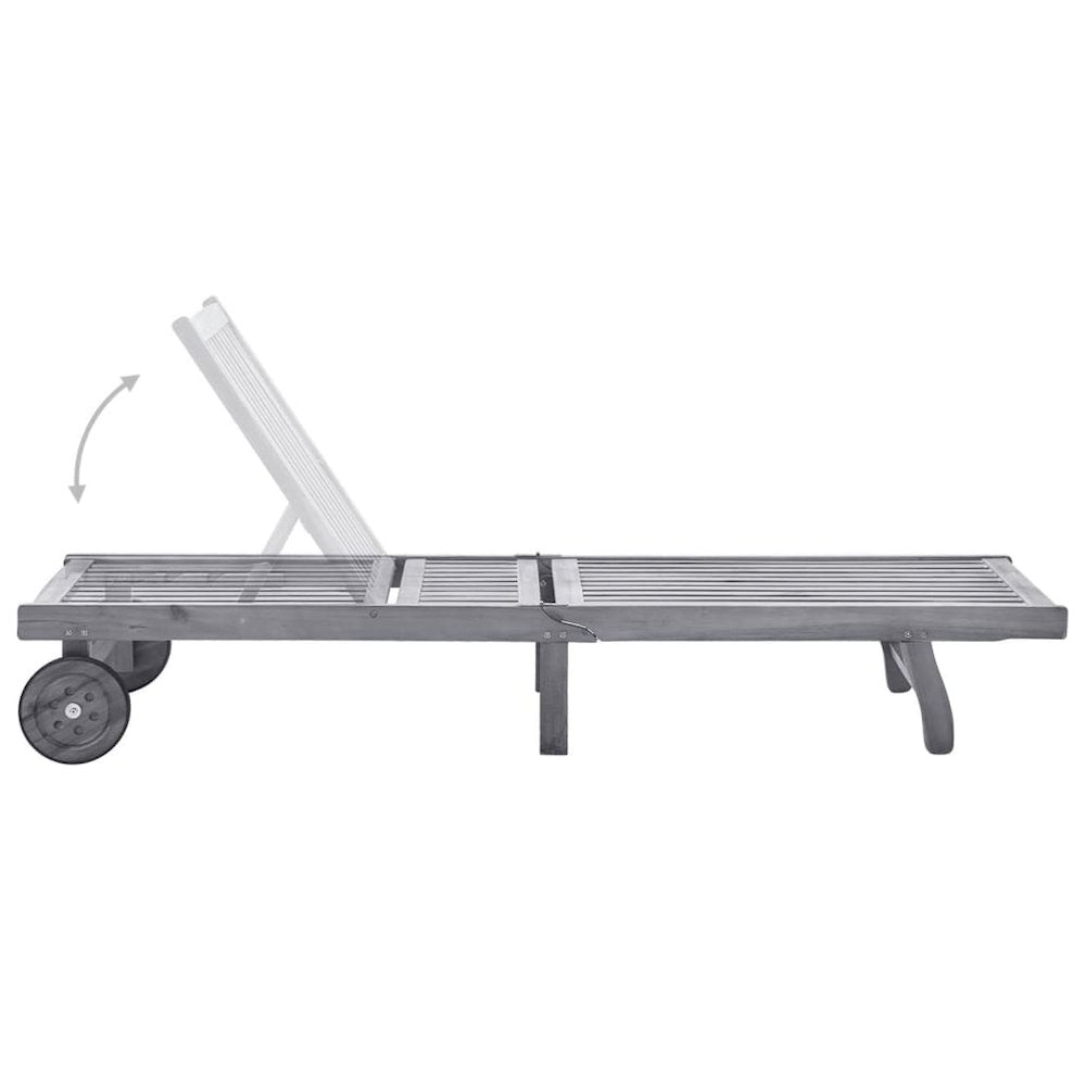 Sun Lounger Grey Solid acacia wood Standard - vidaXL