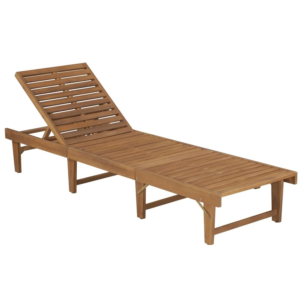 Sun Lounger Cream & Natural Wood Solid Acacia wood 78.7 in length - vidaXL