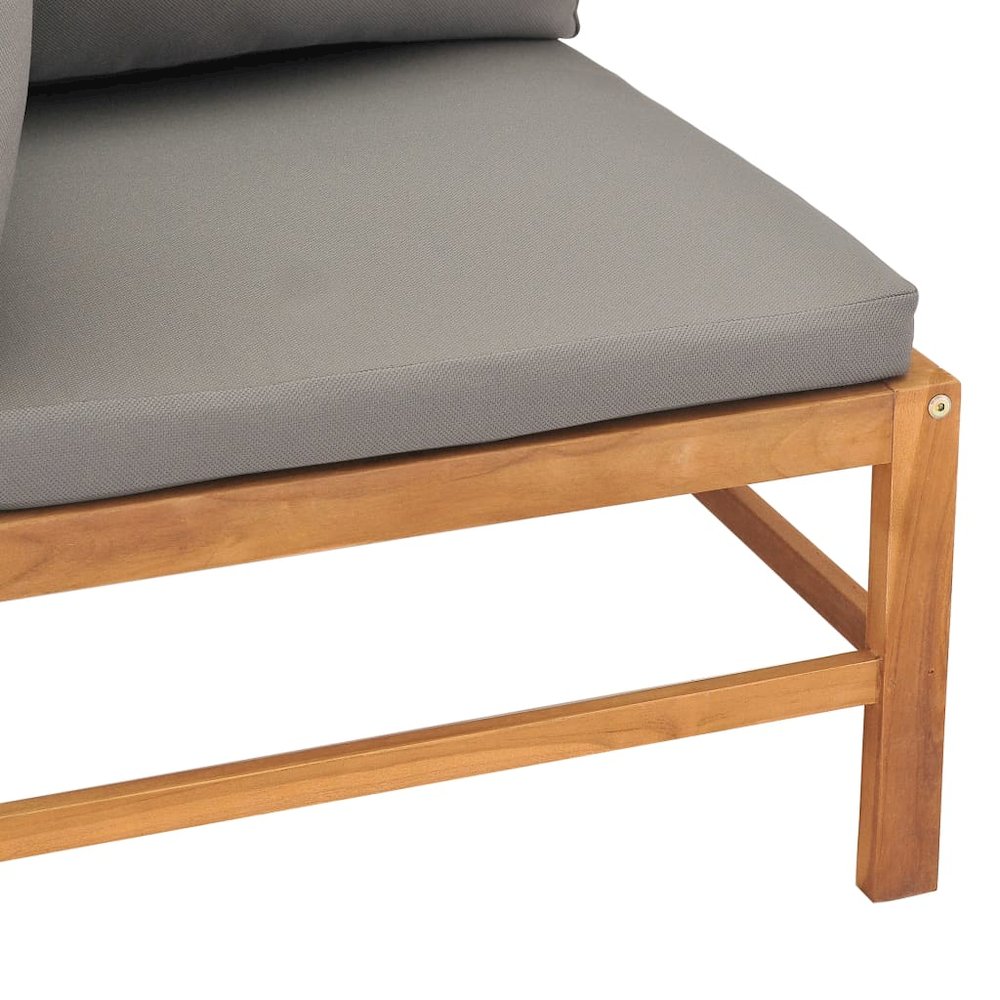 Garden Bench Dark grey cushions and natural teak wood Teak hardwood - vidaXL