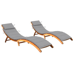 Sun Lounger Grey Solid Acacia wood, Polyester Standard Foldable - vidaXL