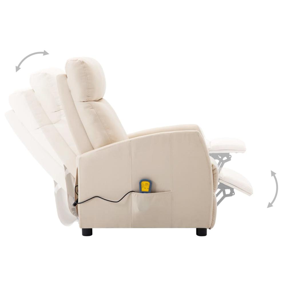 vidaXL Electric Massage Reclining Chair Cream Fabric