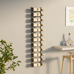 Wall Mounted Wine Rack for 12 Bottles Gold Iron - vidaXL