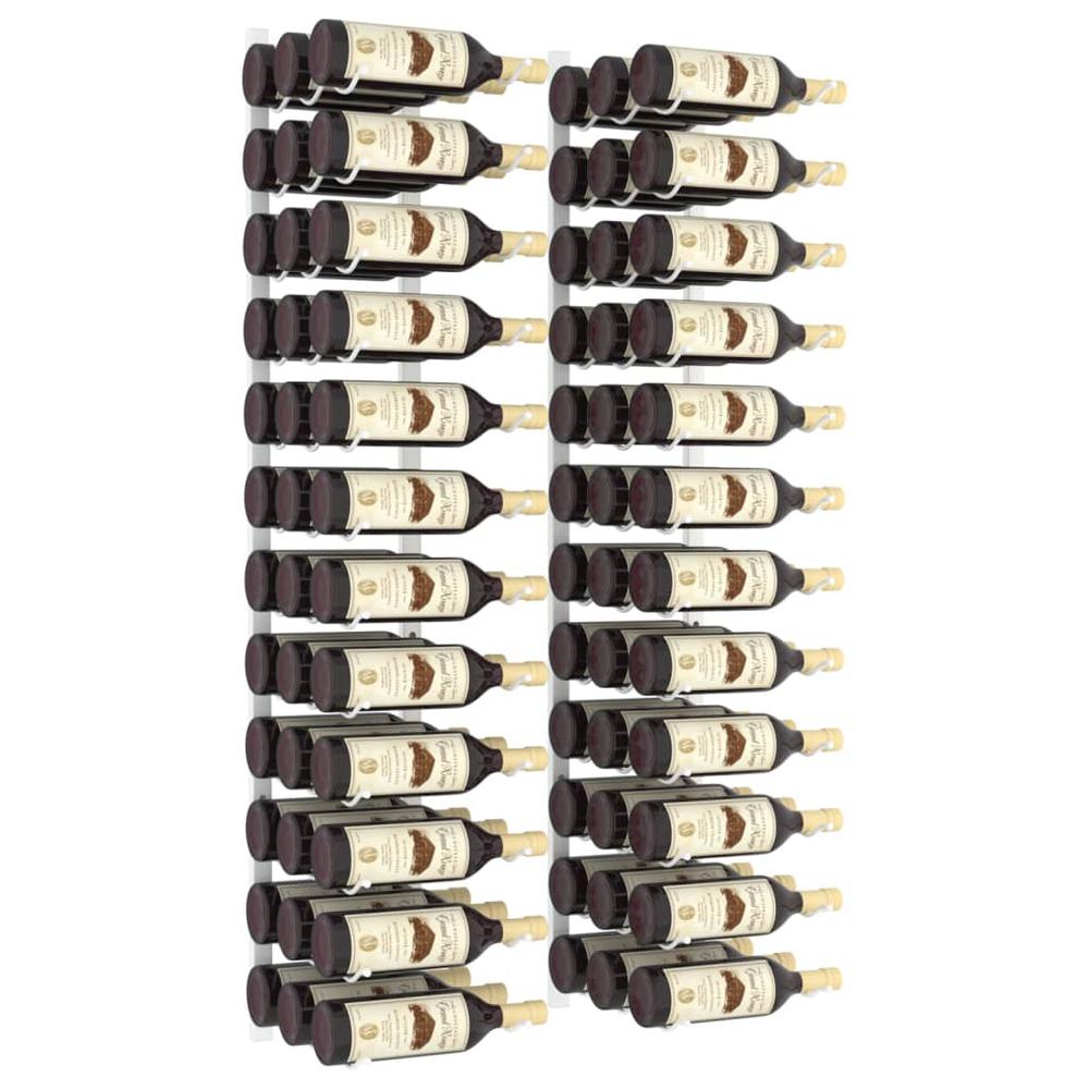 Wall Mounted Wine Rack for 36 Bottles 2 pcs White Iron - vidaXL