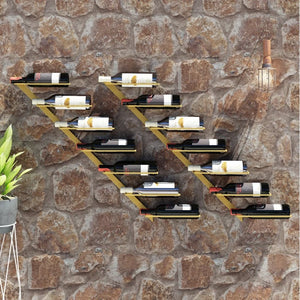 Wall-mounted Wine Rack for 7 Bottles 2 pcs Gold Metal - vidaXL