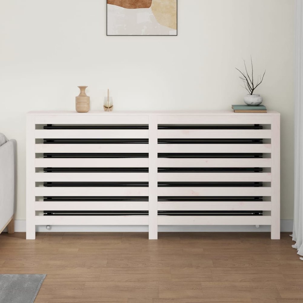 Radiator Cover White 66.5''x7.5''x33.1'' Solid Wood Pine - vidaXL