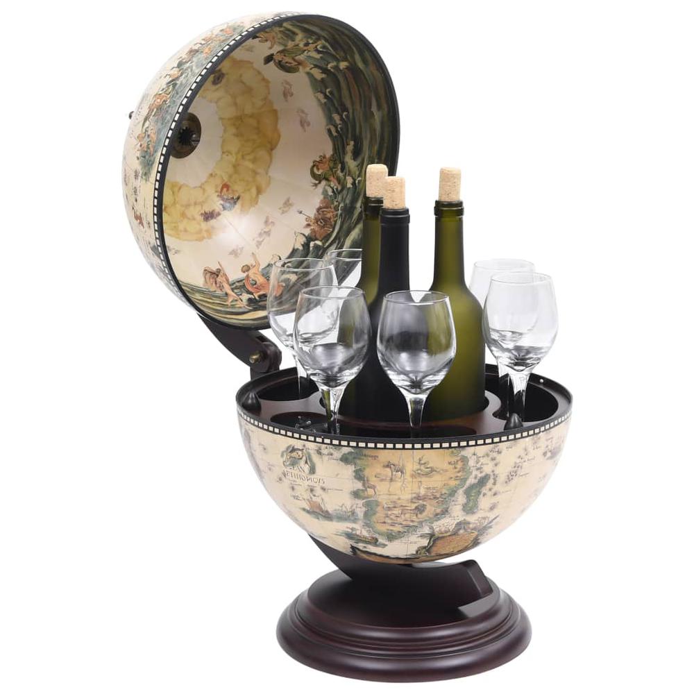 vidaXL Tabletop Globe Bar Wine Stand Eucalyptus Wood White, 320910