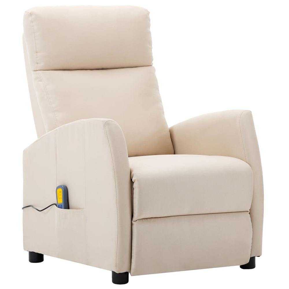 vidaXL Electric Massage Reclining Chair Cream Fabric