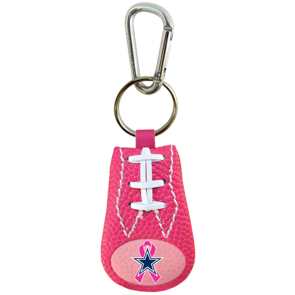 Dallas Cowboys Keychain Breast Cancer Awareness Ribbon Pink Football CO - GAMEWEAR