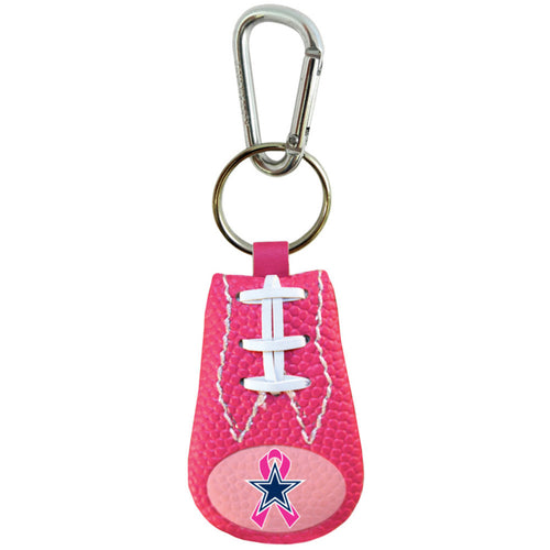Dallas Cowboys Keychain Breast Cancer Awareness Ribbon Pink Football CO - GAMEWEAR
