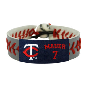 Minnesota Twins Bracelet Team Color Baseball Gray Joe Mauer CO - Gamewear