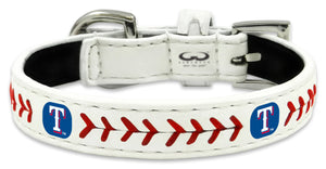 Texas Rangers Pet Collar Classic Baseball Leather Size Toy CO - Gamewear