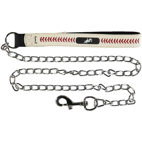 Chicago White Sox Pet Leash Leather Chain Baseball Size Medium - GAMEWEAR