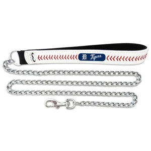 Detroit Tigers Pet Leash Leather Chain Baseball Size Medium - GAMEWEAR
