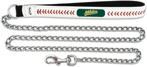 Oakland Athletics Pet Leash Leather Chain Baseball Size Medium - GAMEWEAR