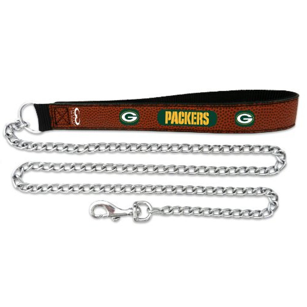 Green Bay Packers Pet Leash Leather Chain Football Size Large - GAMEWEAR