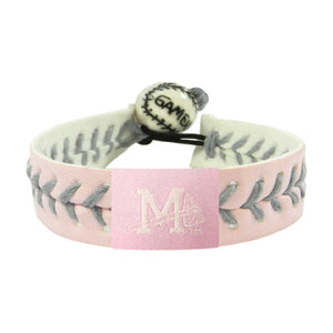 Mississippi Braves Bracelet Baseball Pink Silver Thread CO - Gamewear