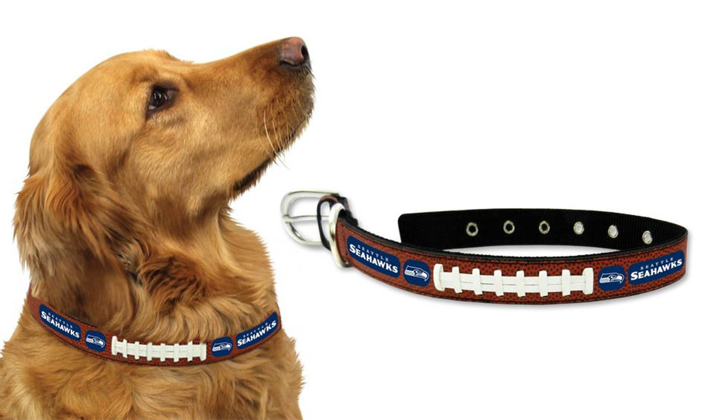 Seattle Seahawks Pet Collar Leather Classic Football Size Medium CO - Gamewear