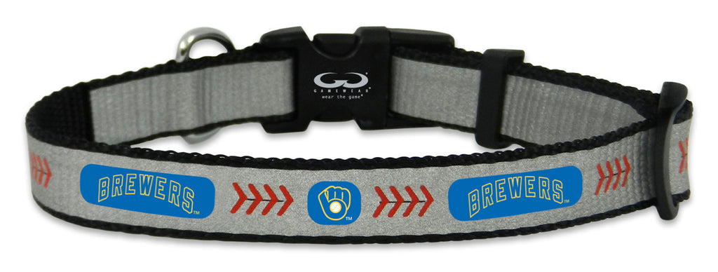 Milwaukee Brewers Pet Collar Reflective Baseball Size Toy Retro Logo CO - Gamewear