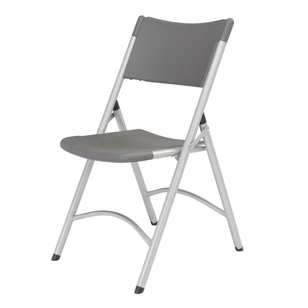 NPS® 600 Series Heavy Duty Plastic Folding Chair, Charcoal Slate (Pack of 4) - National Public Seating