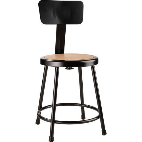 NPS® 18''Heavy Duty Steel Stool With Backrest, Black - National Public Seating
