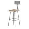 NPS® 30'' Heavy Duty Square Seat Steel Stool With Backrest, Grey - National Public Seating