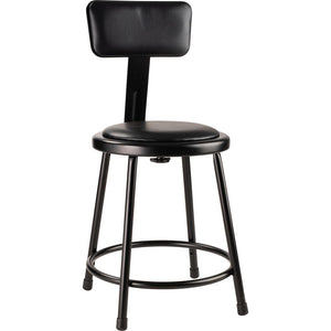 NPS® 18''Heavy Duty Vinyl Padded Steel Stool With Backrest, Black - National Public Seating