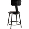 NPS® 18''Heavy Duty Vinyl Padded Steel Stool With Backrest, Black - National Public Seating