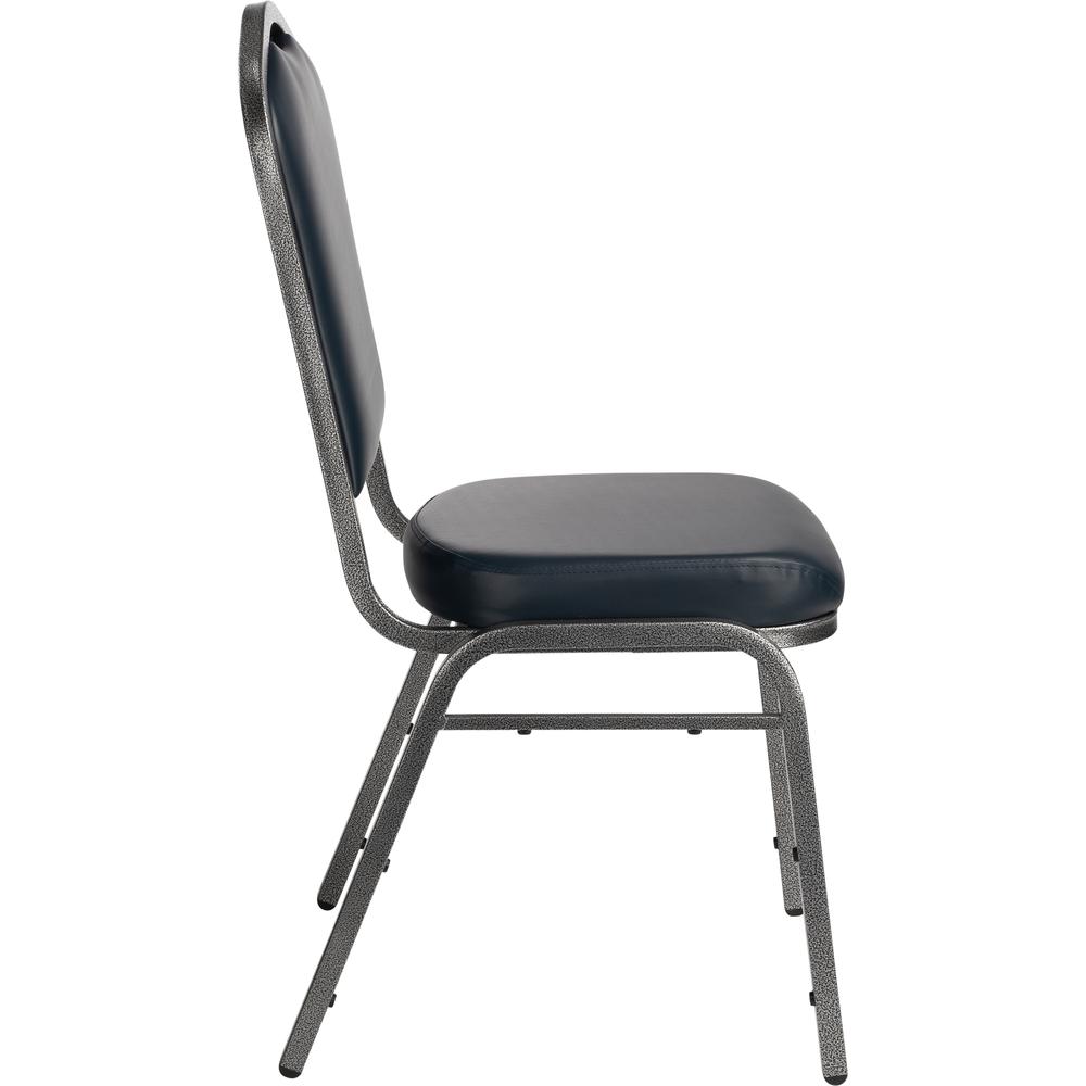 NPS® 9300 Series Deluxe Vinyl Upholstered Stack Chair, Midnight Blue Seat/Silvervein Frame - National Public Seating