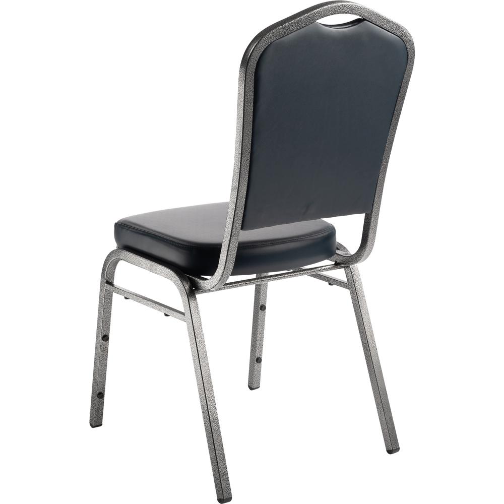 NPS® 9300 Series Deluxe Vinyl Upholstered Stack Chair, Midnight Blue Seat/Silvervein Frame - National Public Seating