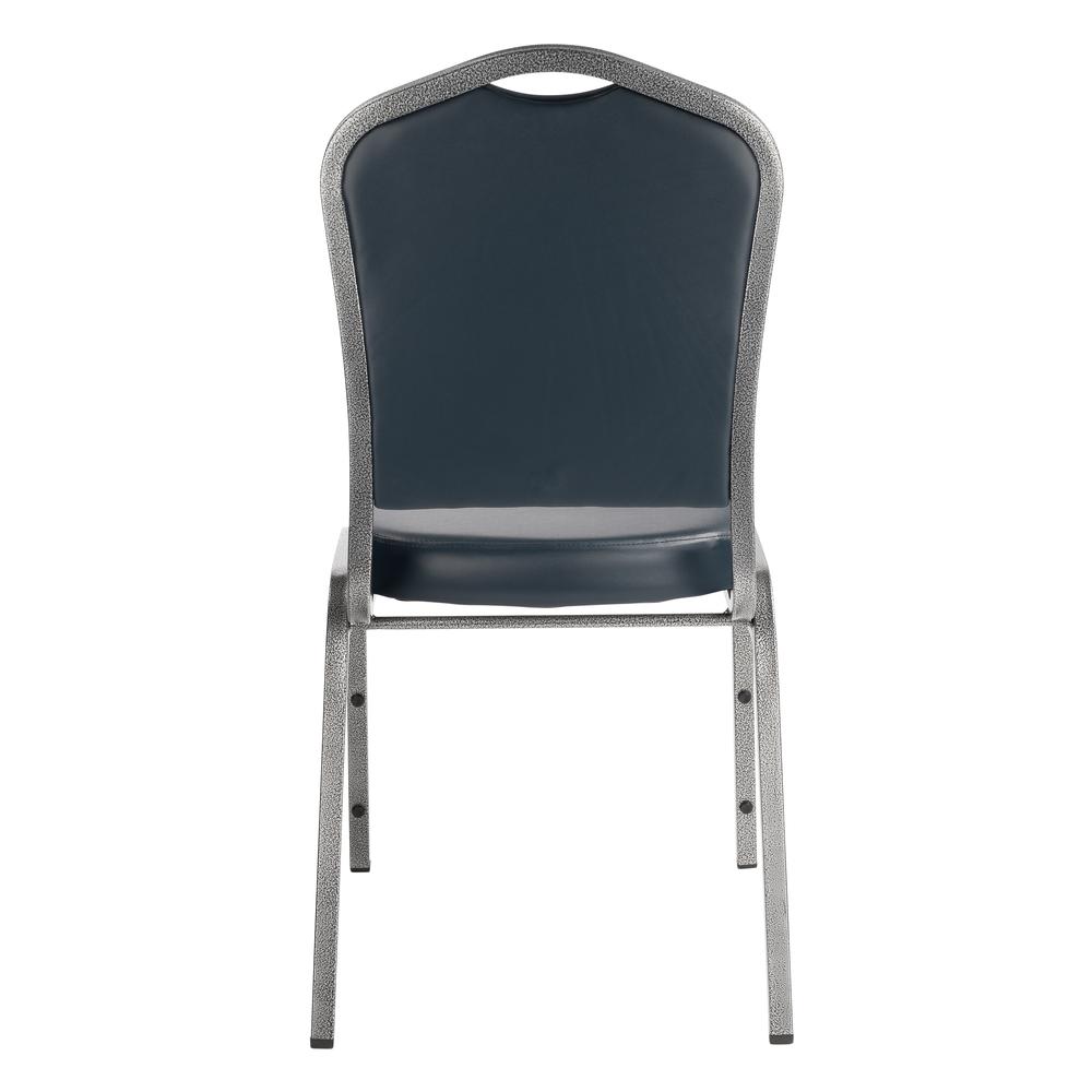 NPS® 9300 Series Deluxe Vinyl Upholstered Stack Chair, Midnight Blue Seat/Silvervein Frame - National Public Seating