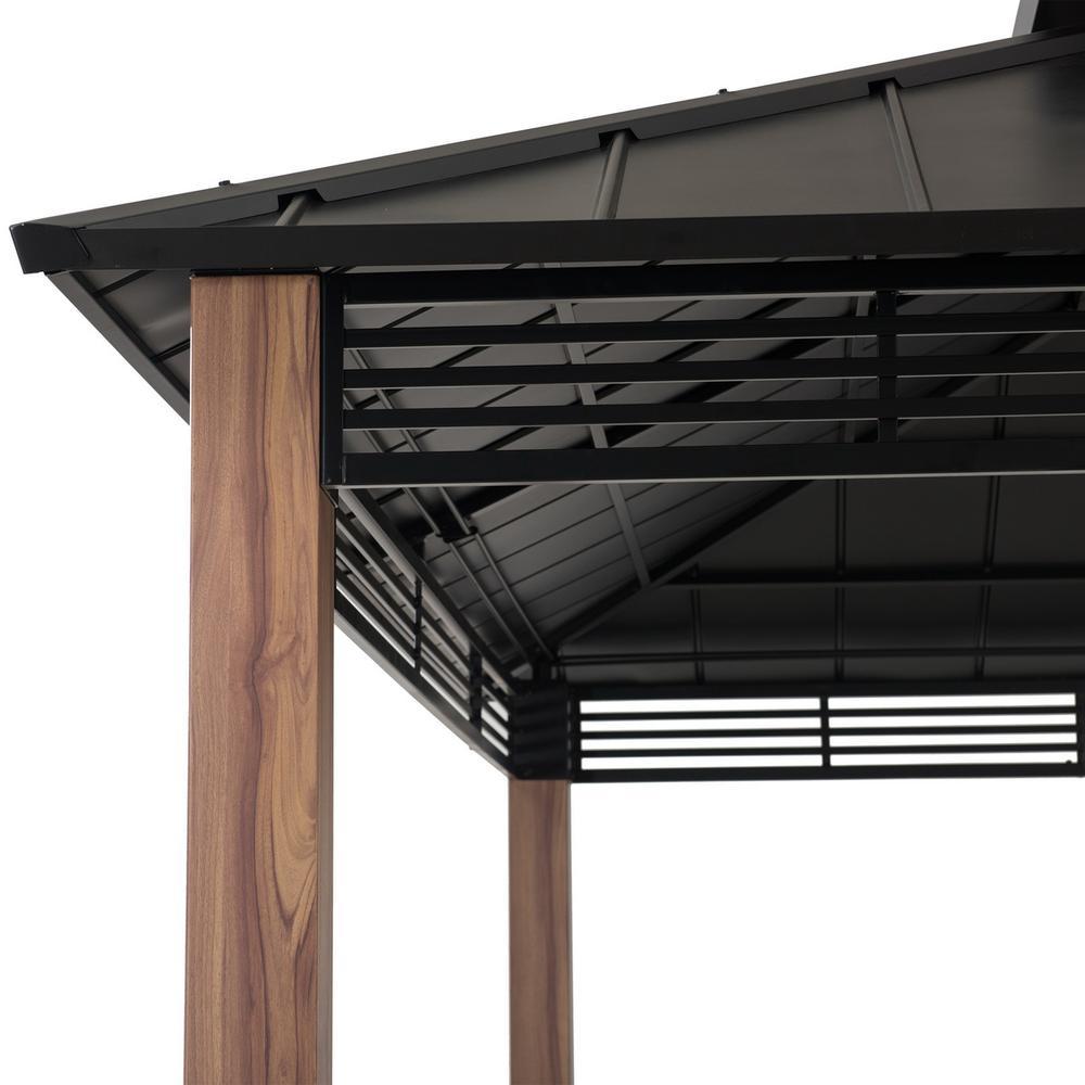 Roberts Outdoor Patio Steel Frame Hardtop Gazebo with 2-Tier  Steel Roof - Sunjoy