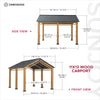 Outdoor Gazebo, Heavy Duty Garage Car Shelter with Powder-Coated Steel Roof - Sunjoy