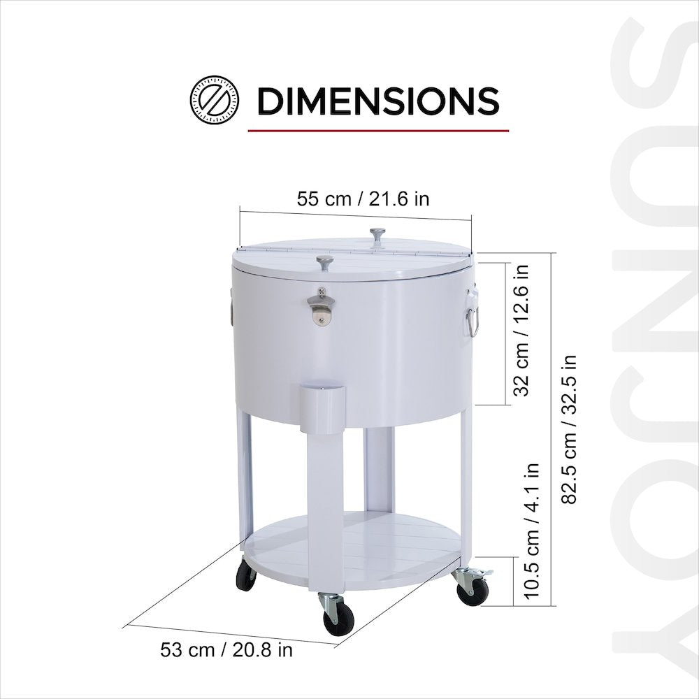 60 Quart Rolling Ice Chest Cooler Cart, Portable Patio Party Bar - Sunjoy