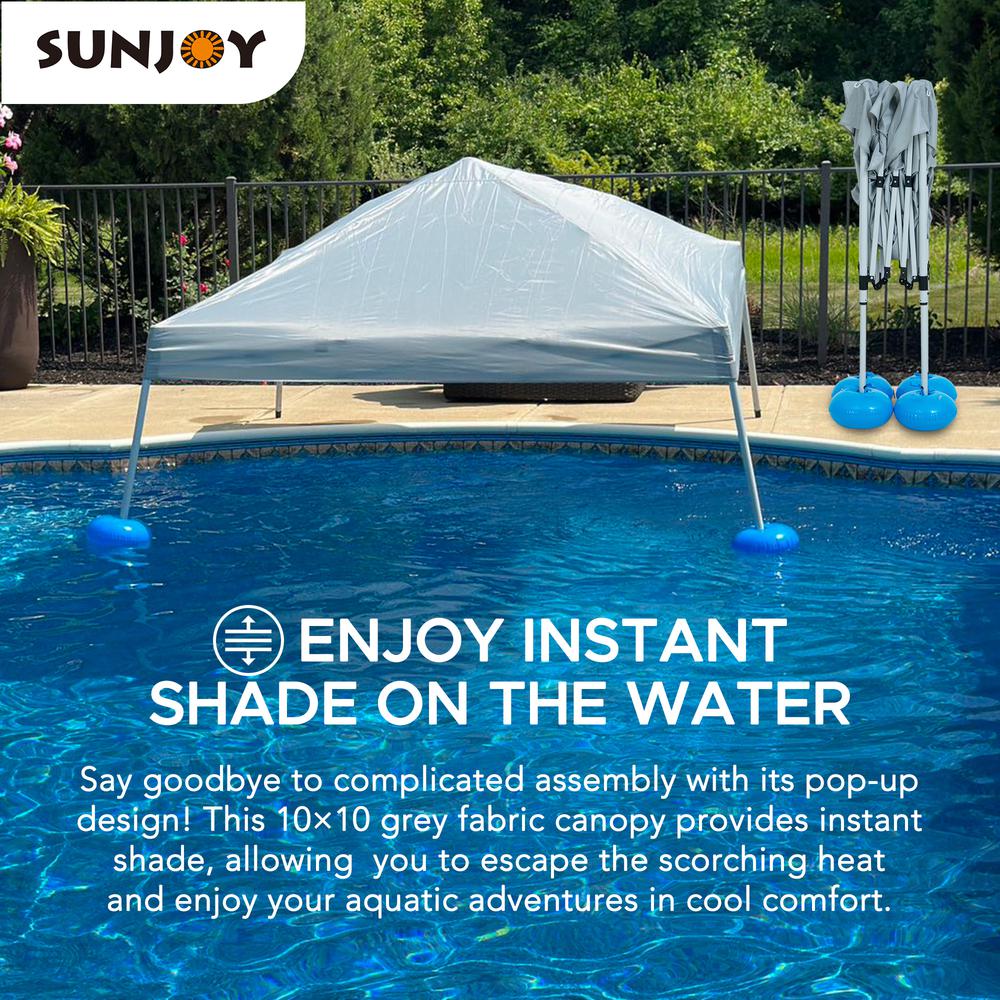 Floating Pool Canopy Pop Up Gazebo Canopy, Steel-Aluminum Frame Floating Tent - Sunjoy