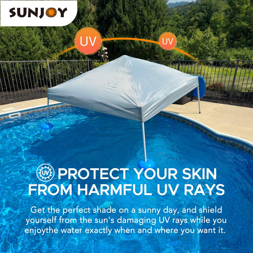 Floating Pool Canopy Pop Up Gazebo Canopy, Steel-Aluminum Frame Floating Tent - Sunjoy