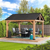 Sunjoy 11 ft. x 13 ft. Cedar Framed Gazebo with Matte-Black Steel Gable Hardtop Roof