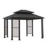 Sunjoy 11 x 13 ft Hardtop Gazebo Outdoor 2-Tier Steel Hardtop Metal Gazebo - Golden Bull Marketing